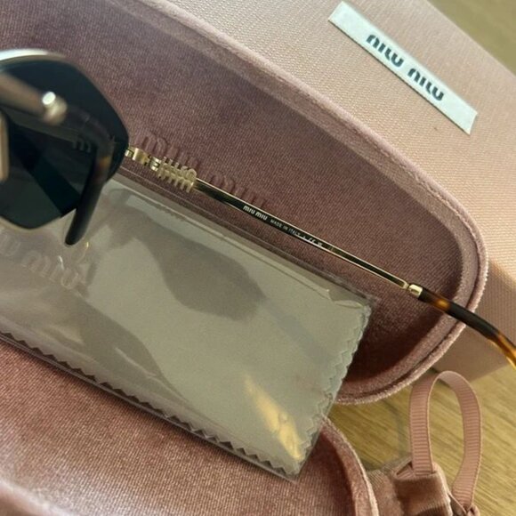 NEW Miu Miu 56ZS Gold Sunglasses – Dark Grey Lenses - Picture 3 of 6